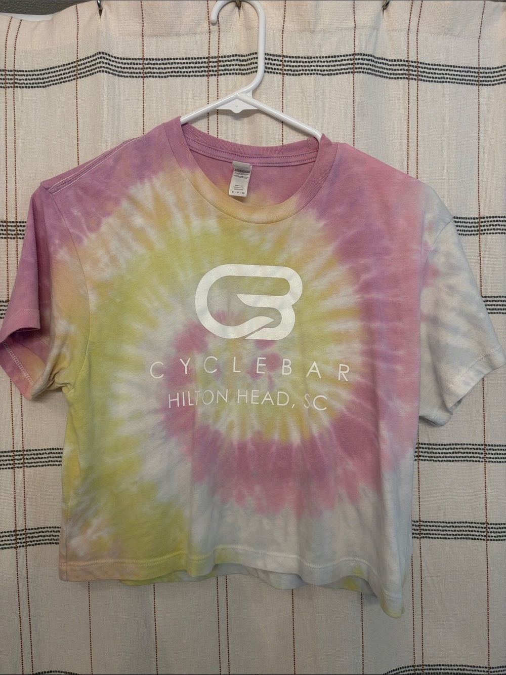 Cyclebar Pastel Tie-Dye Crop Tee in Yellow & Pink